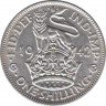 Монета. Великобритания. 1 шиллинг (12 пенсов) 1942 год. Английский. ав.