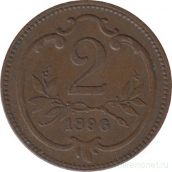 Монета. Австро-Венгерская империя. 2 геллера 1896 год.