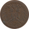 Монета. Австро-Венгерская империя. 2 геллера 1896 год. рев.