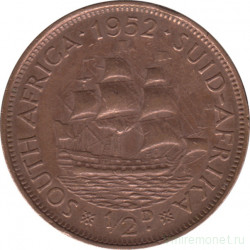 Монета. Южно-Африканская республика (ЮАР). 1/2 пенни 1952 год.