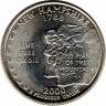 Аверс.Монета. США. 25 центов 2000 год. Штат № 9 Нью-Гэмпшир. Монетный двор P.