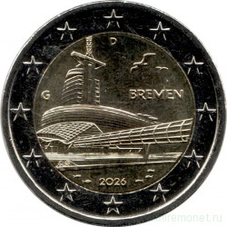 Монета. Германия. 2 евро 2026 год. Бремен, музей климатических зон. (G).
