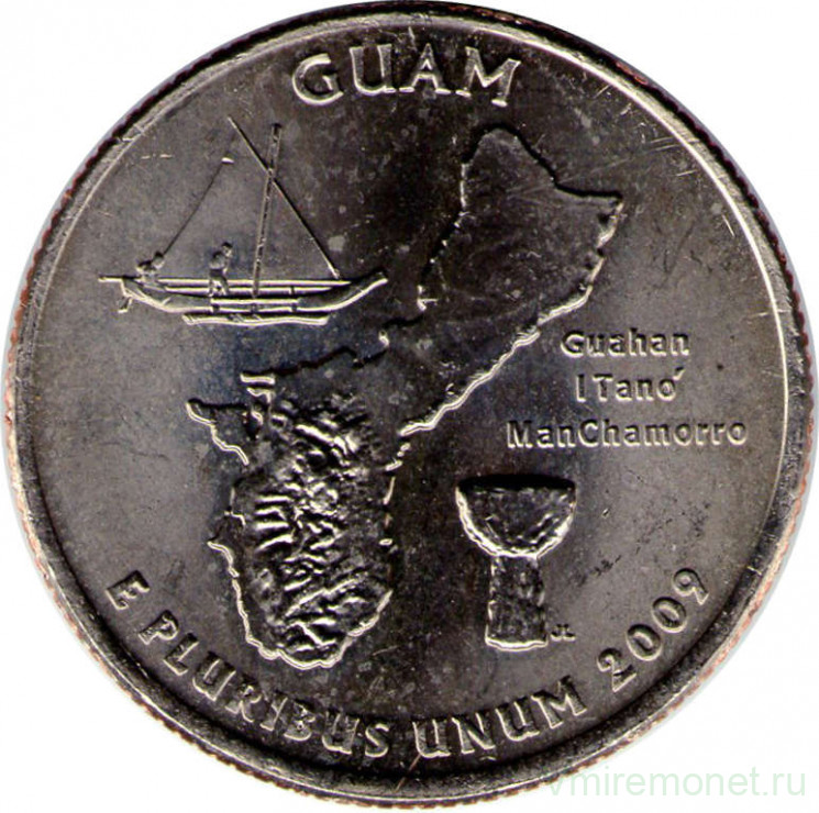Монета. США. 25 центов 2009 год. Штат № 53 Гуам. Монетный двор D.