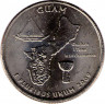 Монета. США. 25 центов 2009 год. Штат № 53 Гуам.