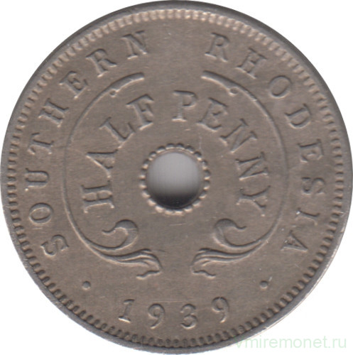Монета. Южная Родезия. 1/2 пенни 1939 год.