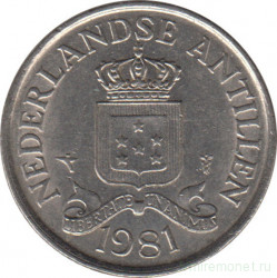 Монета. Нидерландские Антильские острова. 25 центов 1981 год.