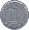 Монета. Япония. 1 йена 1975 год (50-й год эры Сёва). ав.