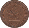  Монета. ФРГ. 1 пфенниг 1987 год. Монетный двор - Штутгарт (F). ав.