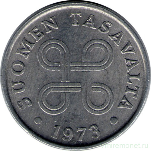 Монета. Финляндия. 1 пенни 1973 год.