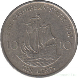 Монета. Восточные Карибские государства. 10 центов 1987 год.