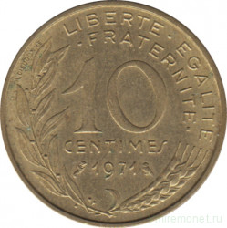 Монета. Франция. 10 сантимов 1971 год.