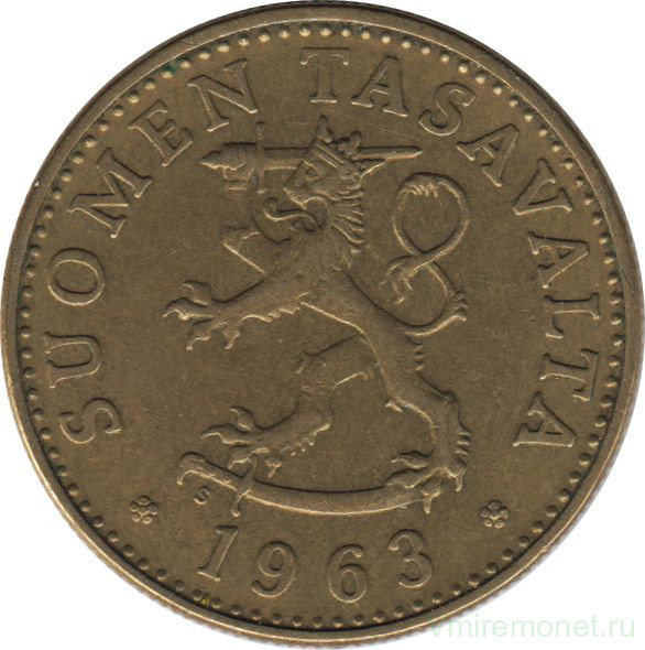 Монета. Финляндия. 50 пенни 1963 год.