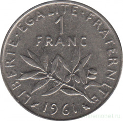 Монета. Франция. 1 франк 1961 год.