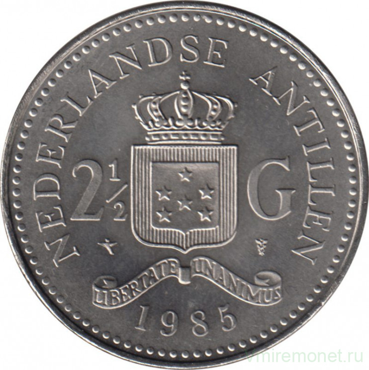 Монета. Нидерландские Антильские острова. 2,5 гульдена 1985 год.