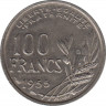 Монета. Франция. 100 франков 1955 год. Монетный двор - Бомон-ле-Роже(B). ав.