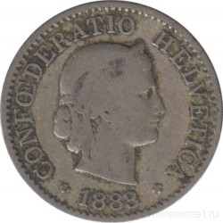 Монета. Швейцария. 5 раппенов 1883 год.