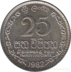 Монета. Шри-Ланка. 25 центов 1982 год.