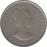 Монета. Каймановы острова. 25 центов 1987 год. ав.