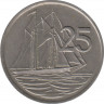 Монета. Каймановы острова. 25 центов 1987 год. рев.