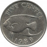 Монета. Бермудские острова. 5 центов 1986 год.
