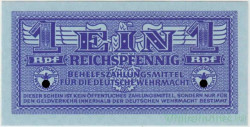 Банкнота. Германия. Третий рейх. Немецкий Вермахт. Вспомогательный платежный сертификат. 1 пфенниг 1942 год. Тип М32.