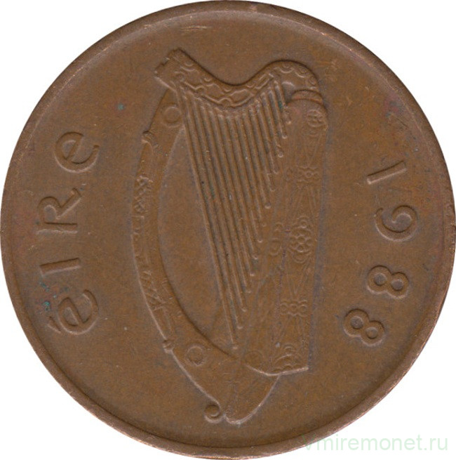 Монета. Ирландия. 2 пенса 1988 год. Немагнитная.