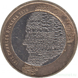 Монета. Великобритания. 2 фунта 2012 год. 200 лет со дня рождения Чарльза Дикенса.