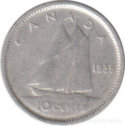 Монета. Канада. 10 центов 1939 год.