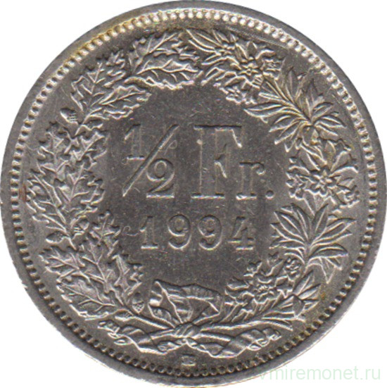 Монета. Швейцария. 1/2 франка 1994 год.