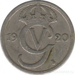 Монета. Швеция. 10 эре 1920 год (маленькое W).