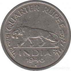 Монета. Индия. 1/4 рупии 1946 год.