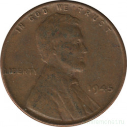 Монета. США. 1 цент 1945 год.