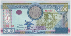 Банкнота. Бурунди. 2000 франков 2008 год.