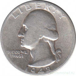 Монета. США. 25 центов 1948 год. Монетный двор D.