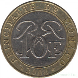 Монета. Монако. 10 франков 2000 год.