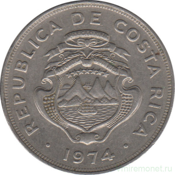 Монета. Коста-Рика. 25 сентимо 1974 год.