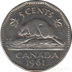 Монета. Канада. 5 центов 1961 год.
