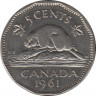 Монета. Канада. 5 центов 1961 год. ав.
