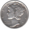 Монета. США. 10 центов 1941 год. Меркури дайм. Монетный двор S. ав.