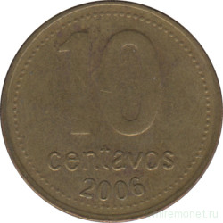 Монета. Аргентина. 10 сентаво 2006 год. Немагнитная.