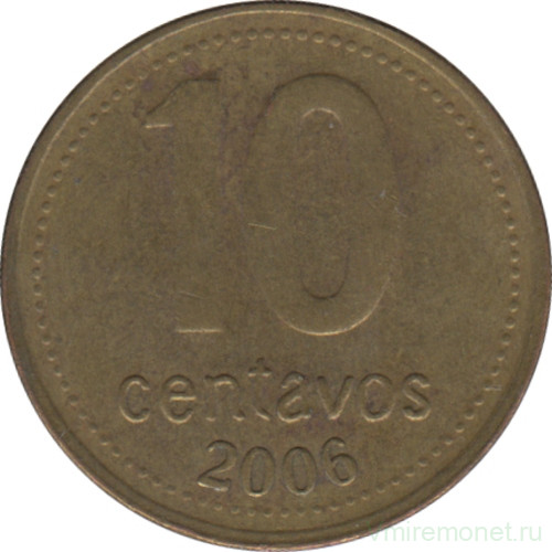 Монета. Аргентина. 10 сентаво 2006 год. Немагнитная.