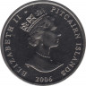 Монета. Острова Питкэрн. 1 доллар 2006 год. 80 лет со дня рождения Королевы Елизаветы II. рев.