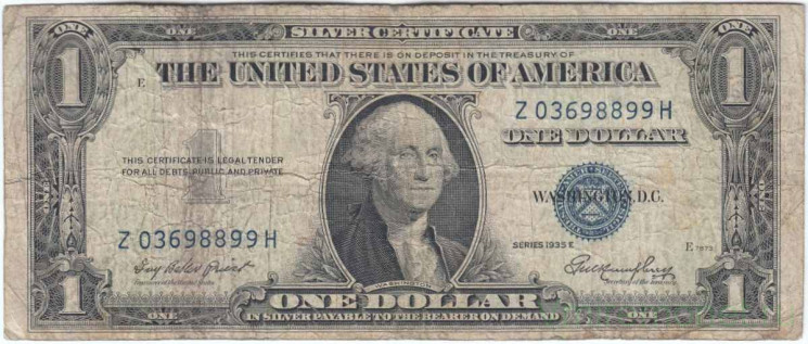 Банкнота. США. 1 доллар 1935 год. Синяя печать. Z. Тип 416D2e.