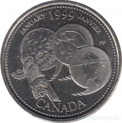 Монета. Канада. 25 центов 1999 год. Миллениум - январь 1999. 