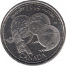 Монета. Канада. 25 центов 1999 год. Миллениум - январь 1999.  ав.