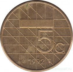 Монета. Нидерланды. 5 гульденов 1992 год.