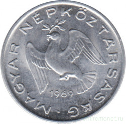 Монета. Венгрия. 10 филлеров 1969 год.
