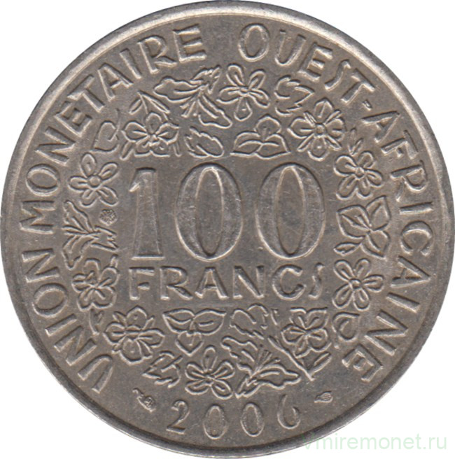 Монета. Западноафриканский экономический и валютный союз (ВСЕАО). 100 франков 2006 год.