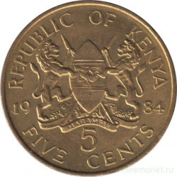 Монета. Кения. 5 центов 1984 год.