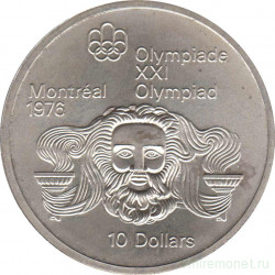 Монета. Канада. 10 долларов 1974 год. XXI летние Олимпийские Игры Монреаль 1976. Зевс.